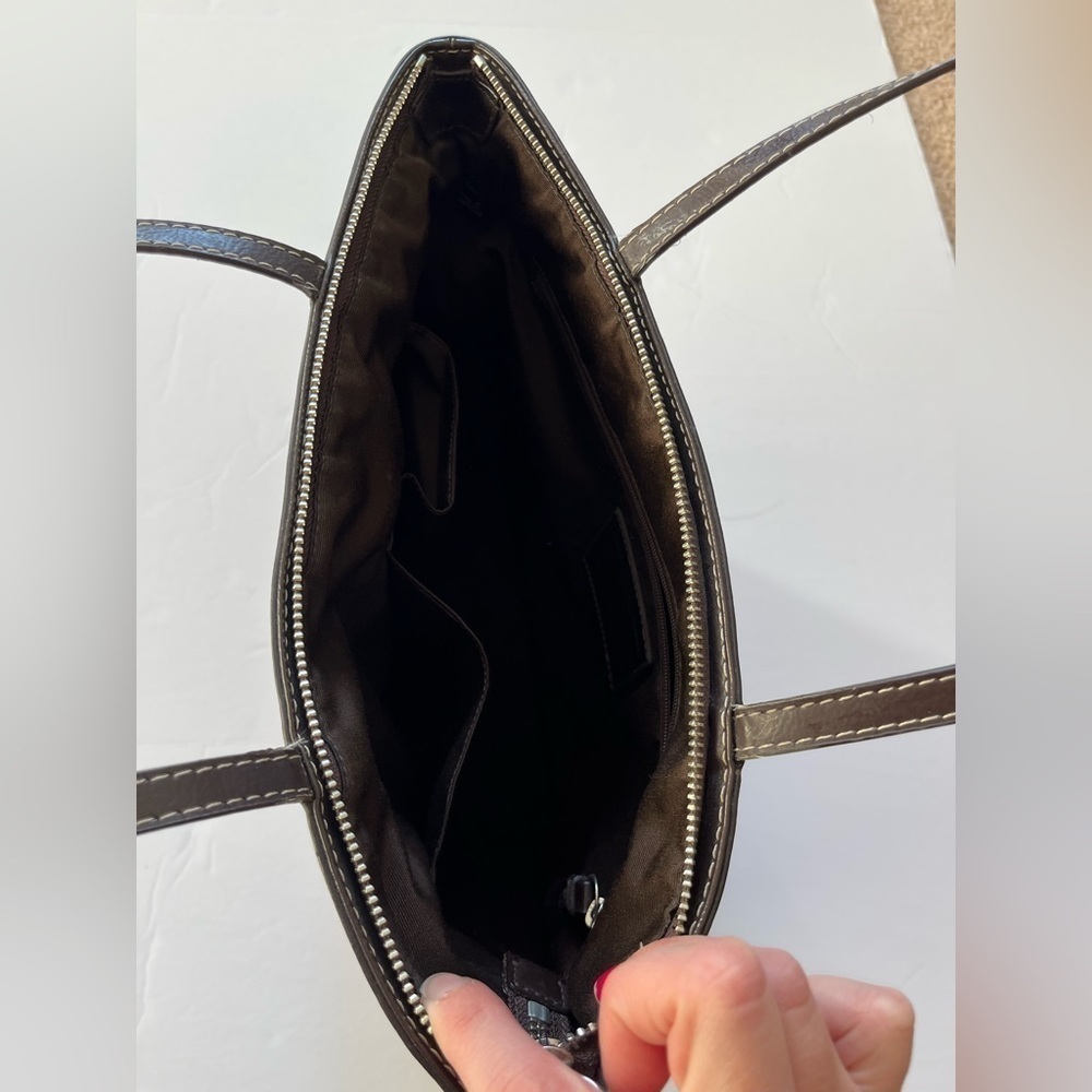 Coach Brown Sig Stripe Tote - Picture 8 of 10